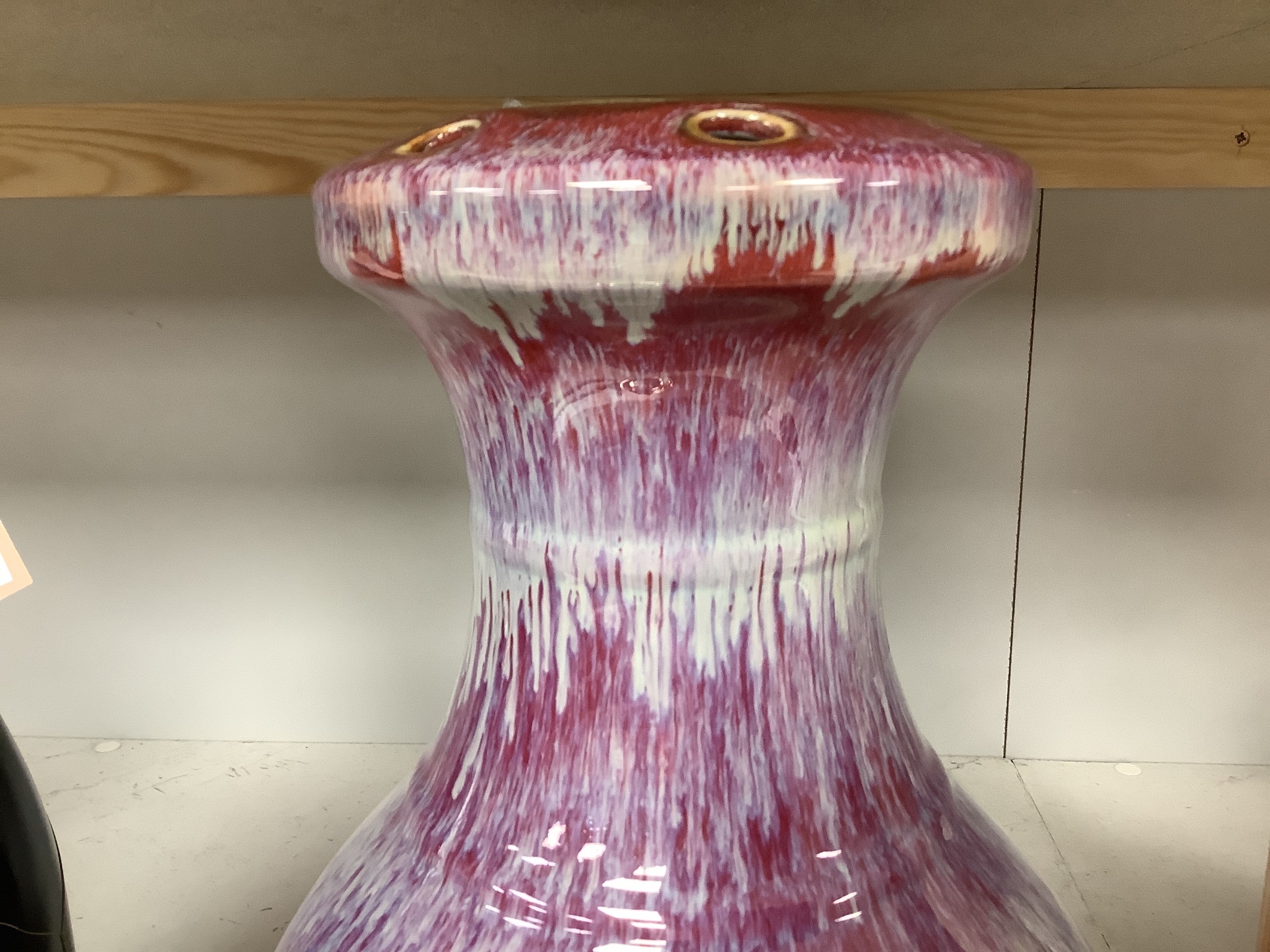 A Chinese crimson flambé glazed vase, 32cm